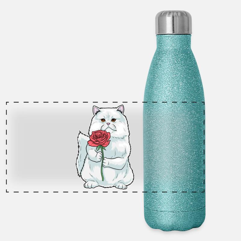 Persian Cat Rose Panoramic Glitter Thermal Bottle 500 ml