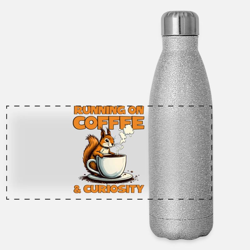 With coffee and curiosity – squirrel coffee Panoramic Glitter Thermal Bottle 500 ml
