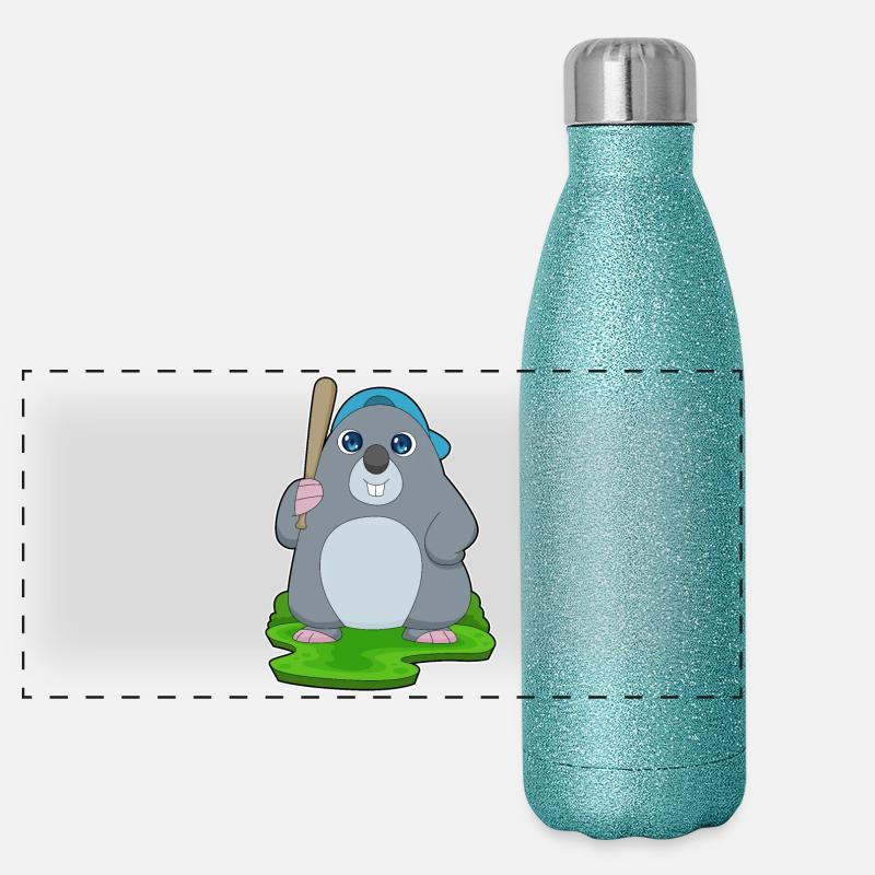 Taupe Baseball Batte de Baseball Gourde isotherme panoramique pailletée 500 ml