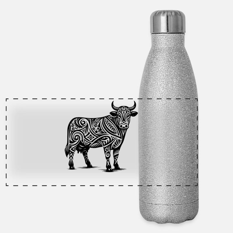 Vache Tribal Gourde isotherme panoramique pailletée 500 ml