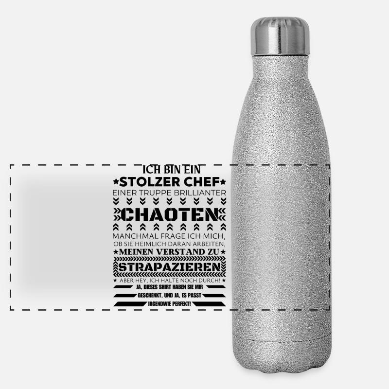 ICH BIN EIN STOLZER CHEF BRILLIANTER CHAOTEN Panorama Glitzer Isolierflasche 500 ml