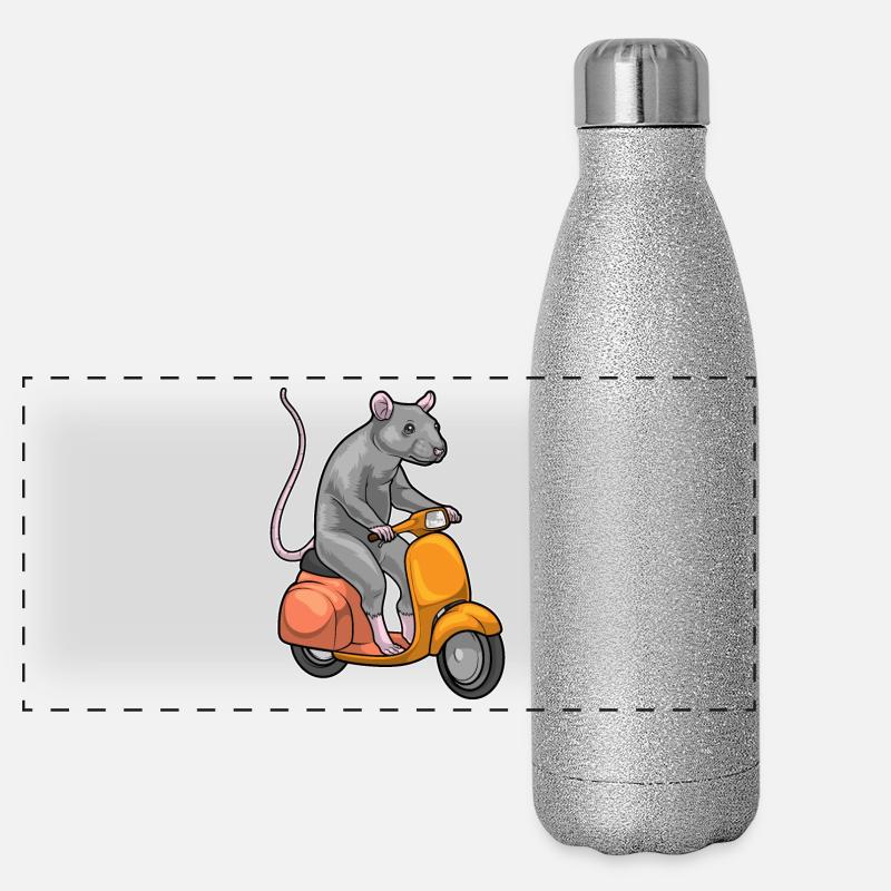 Ratte Motorroller Panorama Glitzer Isolierflasche 500 ml