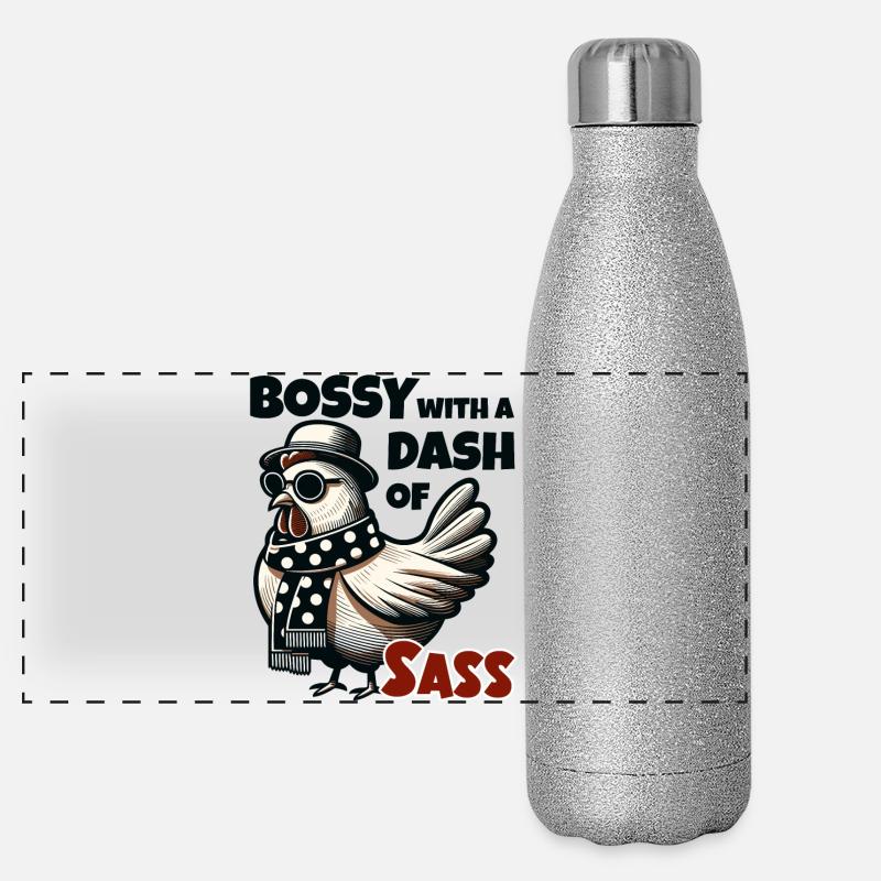 Bossy mit einer Prise Charme – Coole Henne Panorama Glitzer Isolierflasche 500 ml