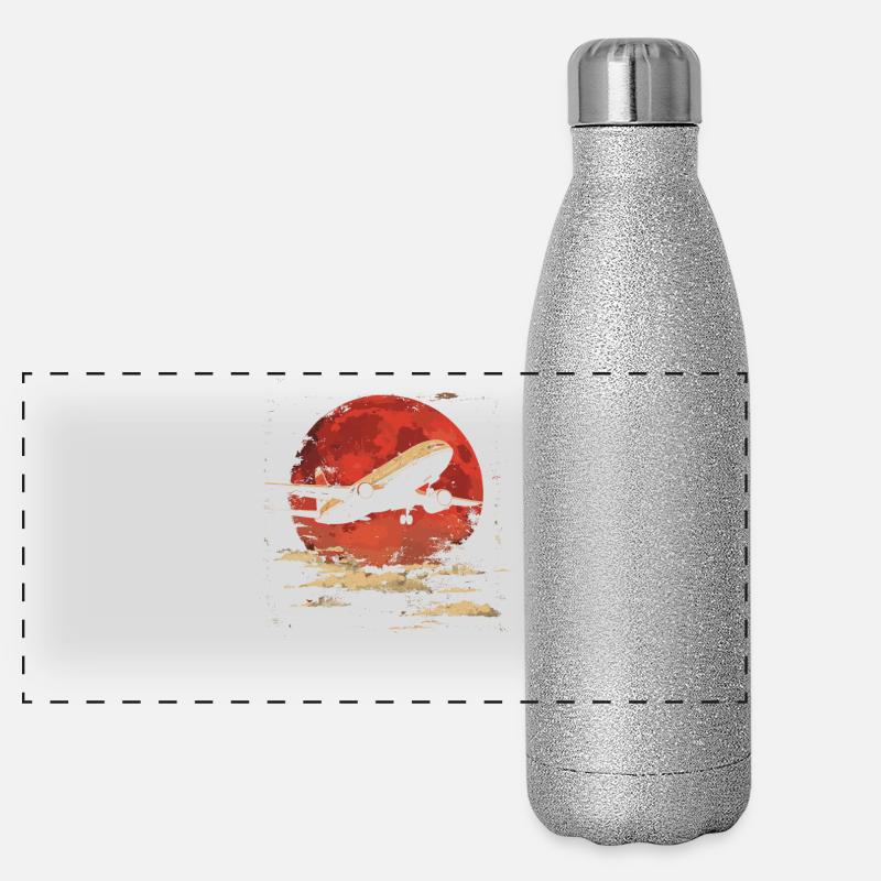 Avion Vaporwave Gourde isotherme panoramique pailletée 500 ml