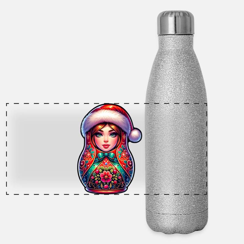 Matriochka russe Noël Russie Gourde isotherme panoramique pailletée 500 ml
