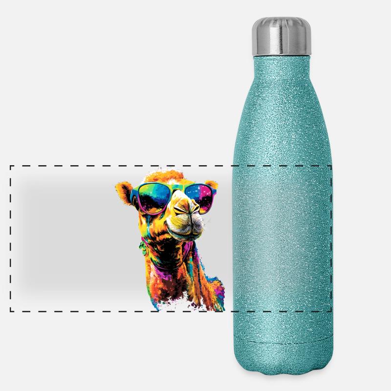 Kamel Dromedar Trampeltier Camel Geschenk Kamele Panorama Glitzer Isolierflasche 500 ml