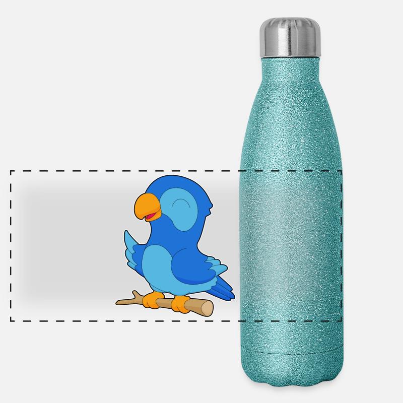 Papagei Ast Panorama Glitzer Isolierflasche 500 ml