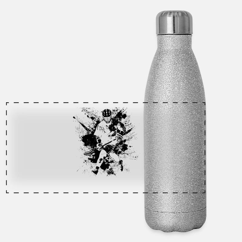 Lacrosse Player Graffiti - Panoramic Glitter Thermal Bottle 500 ml - silver glitter