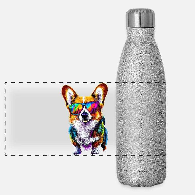 Corgi Welsh Corgi Cardigan Hund Süß Waliser Corgis Panorama Glitzer Isolierflasche 500 ml