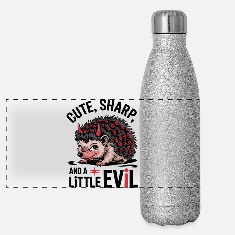 Mignon, vif et un petit hérisson maléfique Gourde isotherme panoramique pailletée 500 ml