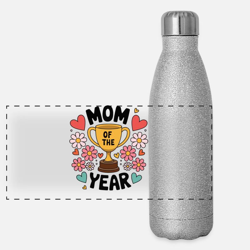 Mutter des Jahres | Niedliches Trophäen-Design Muttertag Panorama Glitzer Isolierflasche 500 ml