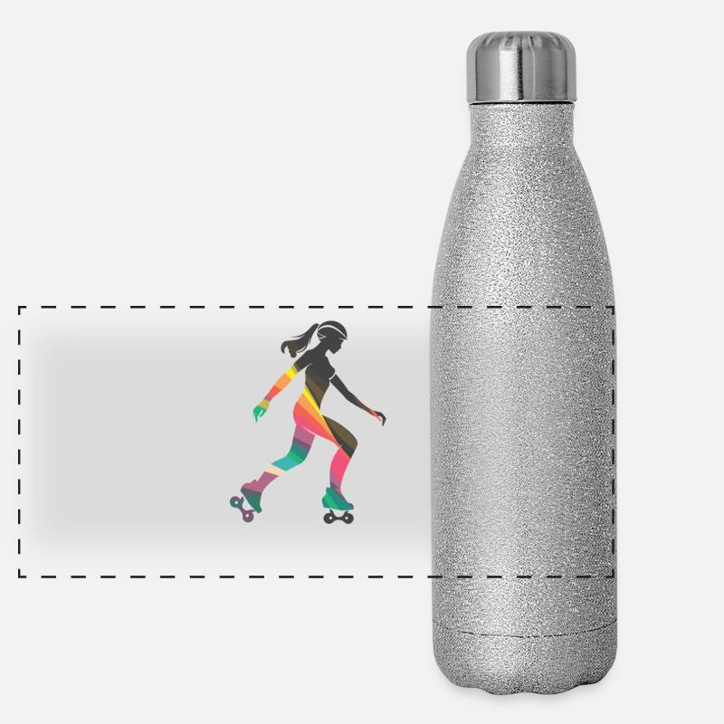 Roller skating girl Panoramic Glitter Thermal Bottle 500 ml