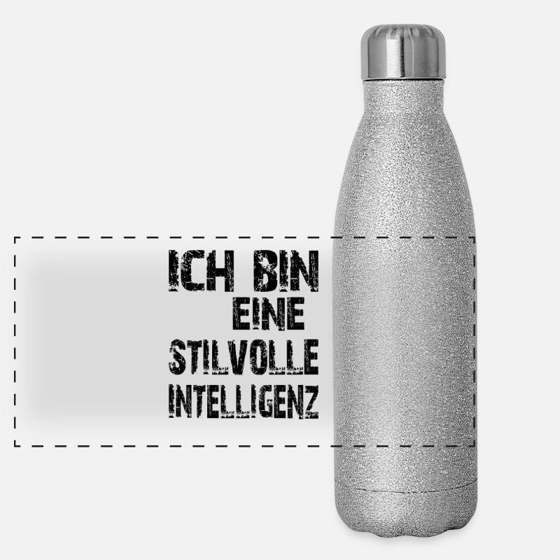 KI Spruch Ich bin eine stilvolle Intelligenz Panorama Glitzer Isolierflasche 500 ml