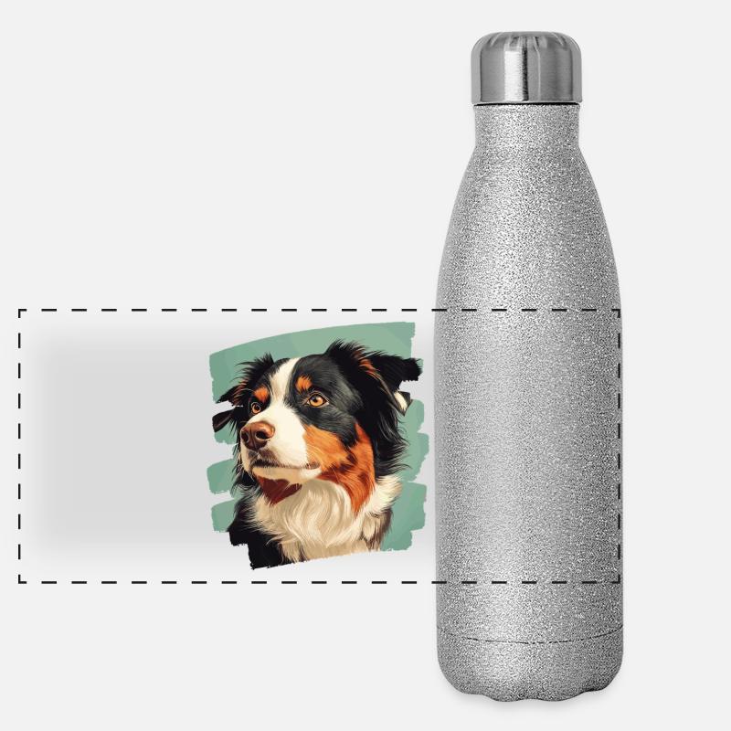 Australian Shepherd Panorama Glitzer Isolierflasche 500 ml