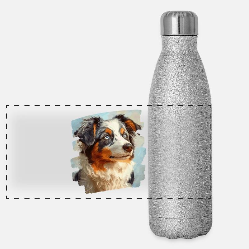 Australian Shepherd Panorama Glitzer Isolierflasche 500 ml