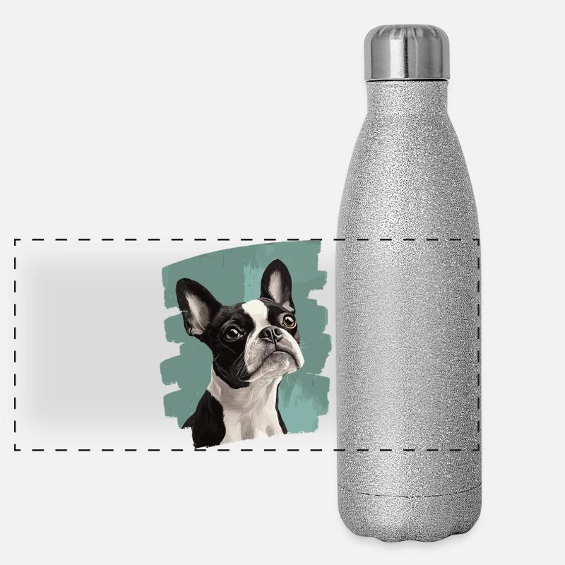 Boston Terrier Panorama Glitzer Isolierflasche 500 ml