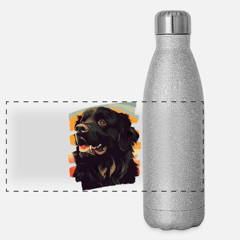 Neufundländer Panorama Glitzer Isolierflasche 500 ml