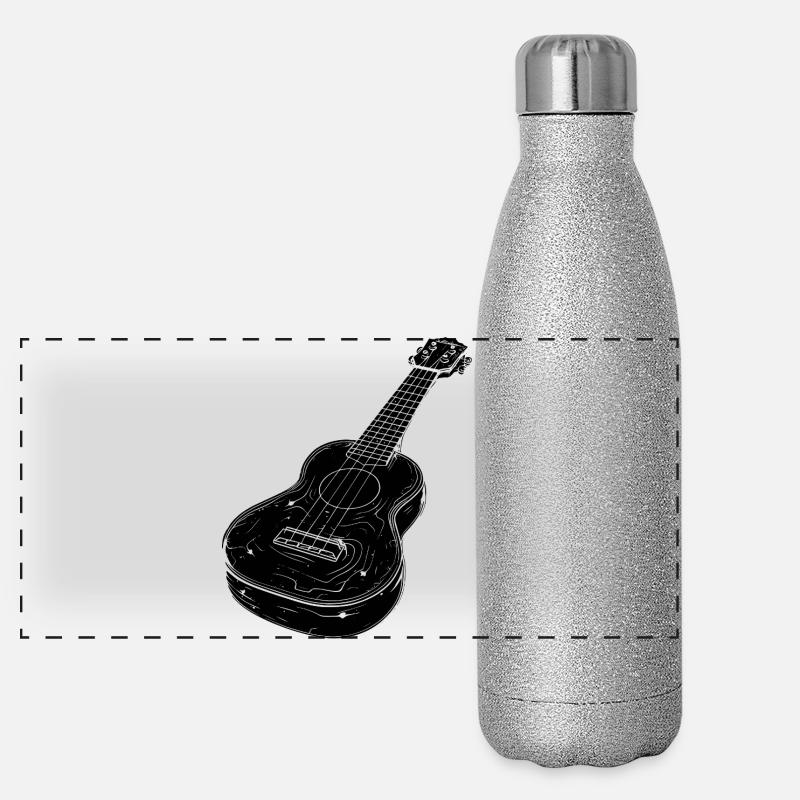 Ukulele Skizze Panorama Glitzer Isolierflasche 500 ml