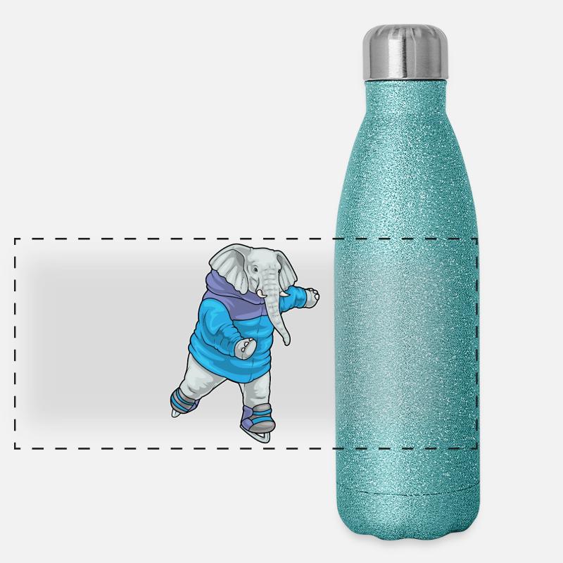 Elefant Eislaufen Schlittschuhe Panorama Glitzer Isolierflasche 500 ml
