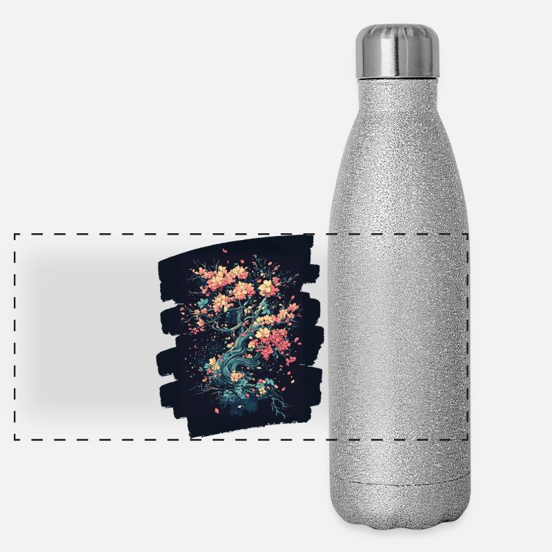 Printemps Printemps Début Fleur Fleurs Gourde isotherme panoramique pailletée 500 ml