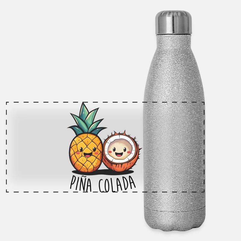 Pina Colada Freunde Panorama Glitzer Isolierflasche 500 ml