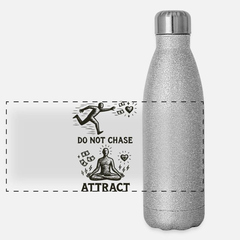 Ne poursuivez pas, attirez | Art de la méditation minimaliste Gourde isotherme panoramique pailletée 500 ml