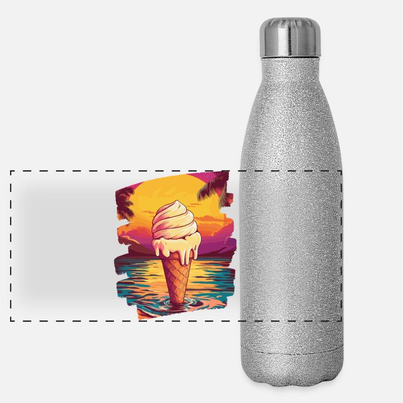 cream and cream scoop summer sunset Panoramic Glitter Thermal Bottle 500 ml