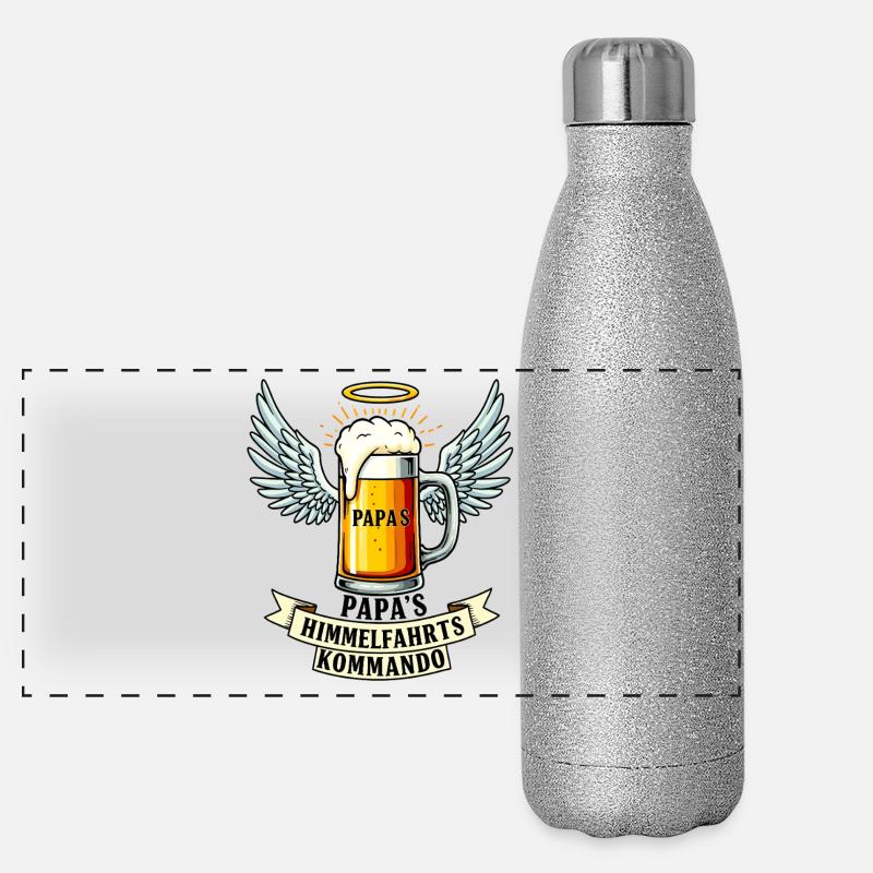Papas Himmelfahrtskommando - Vatertags Bier Design Panorama Glitzer Isolierflasche 500 ml