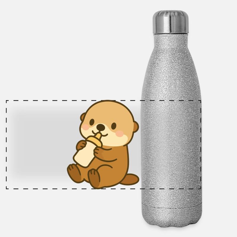 Milchzeit Seeotter - Panorama Glitzer Isolierflasche 500 ml - Silber Glitzer
