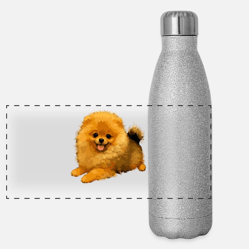 Zwergspitz Pommeraner Pom Süßer Deutscher Spitz Panorama Glitzer Isolierflasche 500 ml