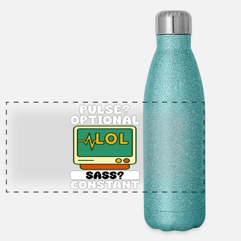 PULS? OPTIONAL, SASS? CONSTANT - GESCHENK FÜR KRANKENSCHWESTER Panorama Glitzer Isolierflasche 500 ml