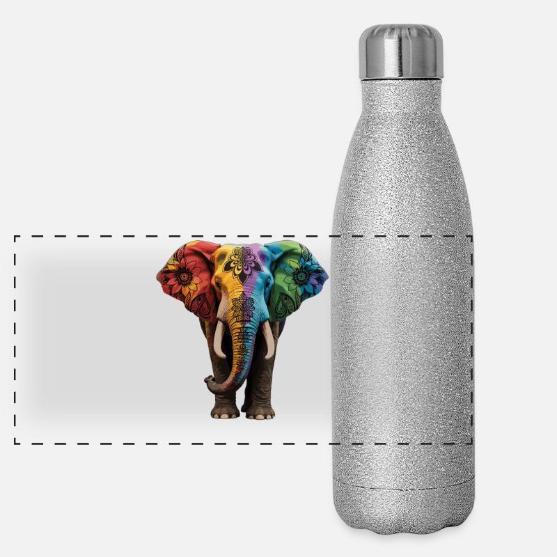 Éléphant Proboscis Afrique Safari Wilderness Éléphant Gourde isotherme panoramique pailletée 500 ml