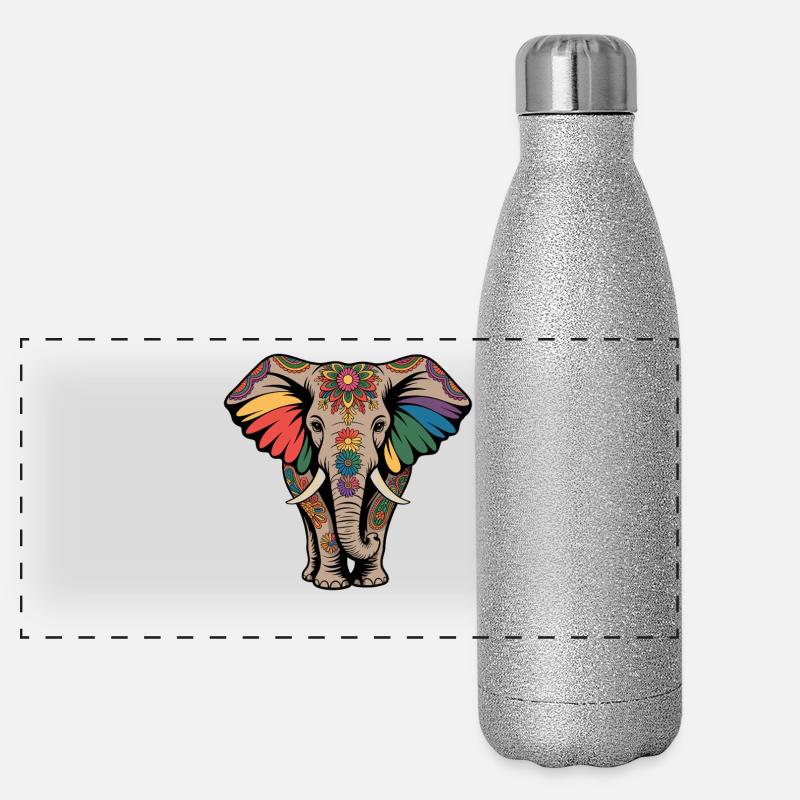 Éléphant Proboscis Afrique Safari Wilderness Éléphant Gourde isotherme panoramique pailletée 500 ml