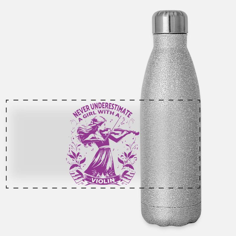 Fille avec violon Conception inspirante Gourde isotherme panoramique pailletée 500 ml