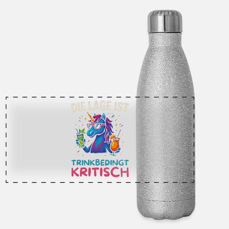 Lustiges Trinker Design Einhorn Panorama Glitzer Isolierflasche 500 ml