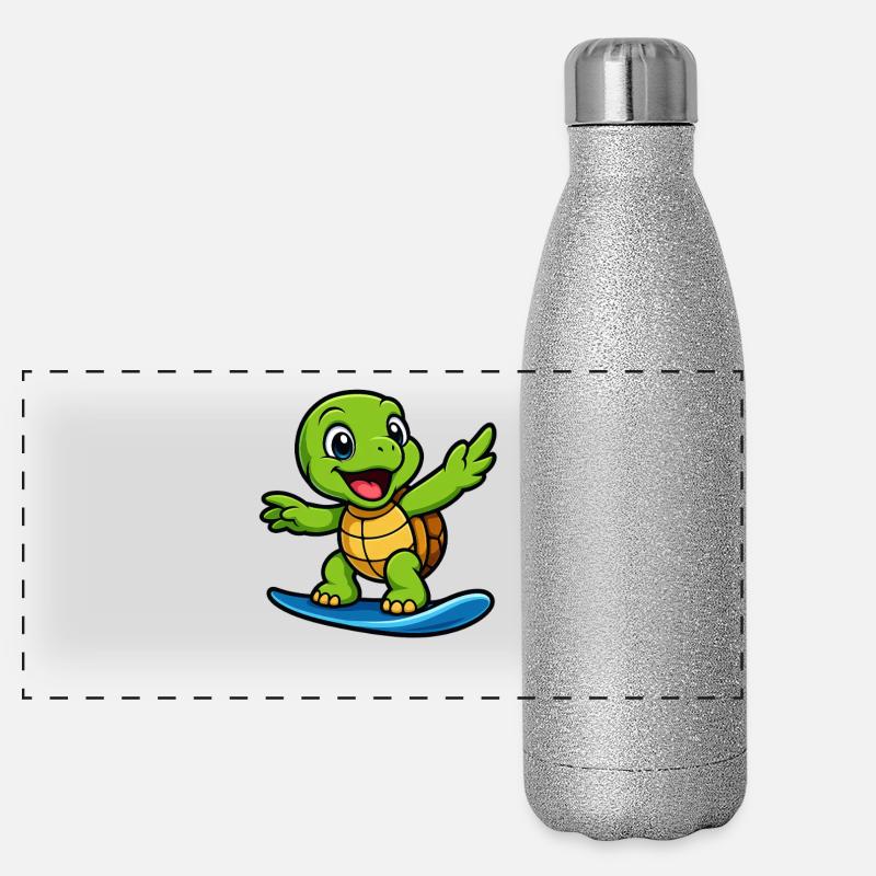 Tenue d’été cool turtle surfer beach pool Gourde isotherme panoramique pailletée 500 ml