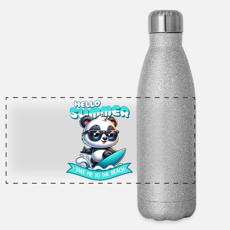 Panda Surfer Sommer Panorama Glitzer Isolierflasche 500 ml