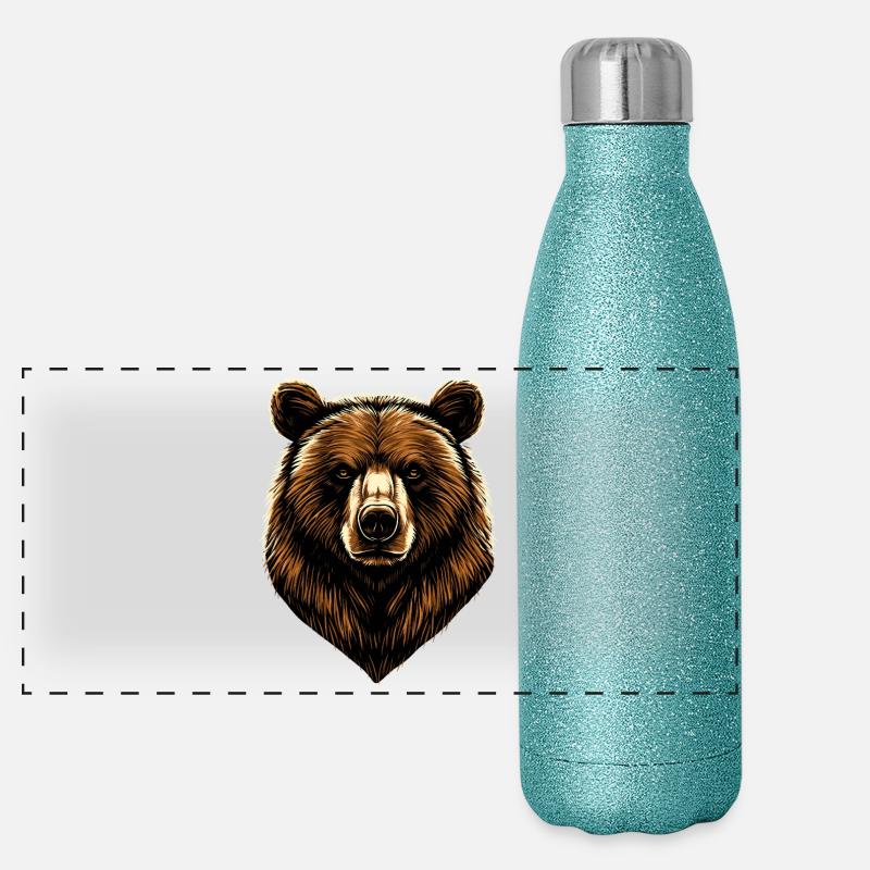 Braunbär Grizzly Bär Bärenbrüder Wald Wilde Bären Panorama Glitzer Isolierflasche 500 ml