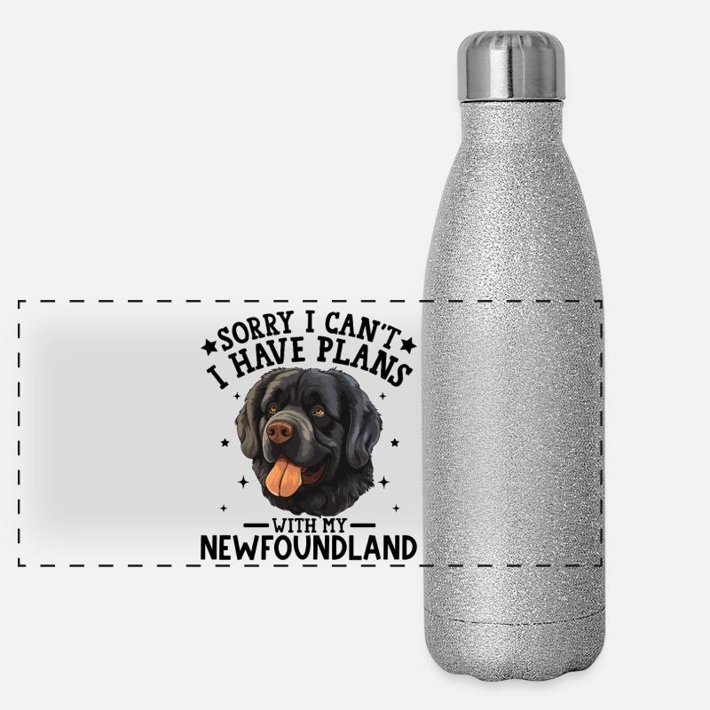 Charming Black Lab Dog Illustration Panoramic Glitter Thermal Bottle 500 ml