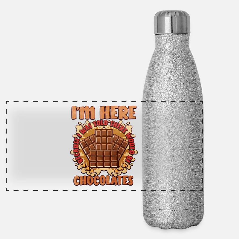 Süßer Schokoladenwitz Spruch-Design Panorama Glitzer Isolierflasche 500 ml