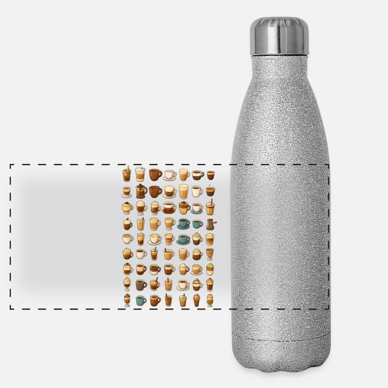 Various coffee drinks illustration Panoramic Glitter Thermal Bottle 500 ml