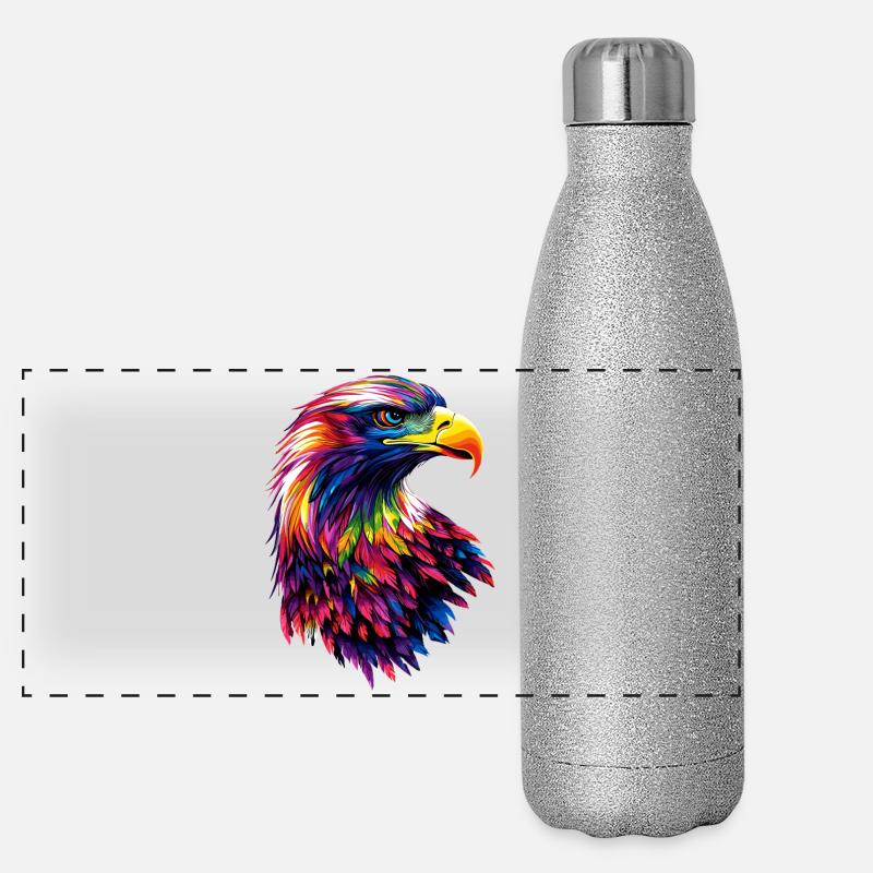 Aigle Pygargue à tête blanche Aigle royal Pygargue à queue blanche Gourde isotherme panoramique pailletée 500 ml