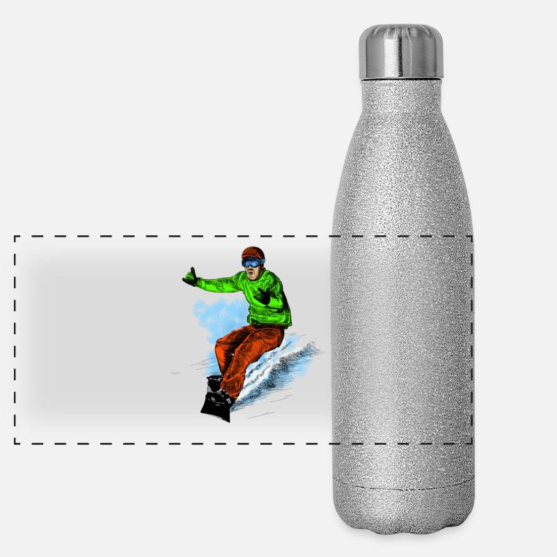 Snowboarding Panoramic Glitter Thermal Bottle 500 ml