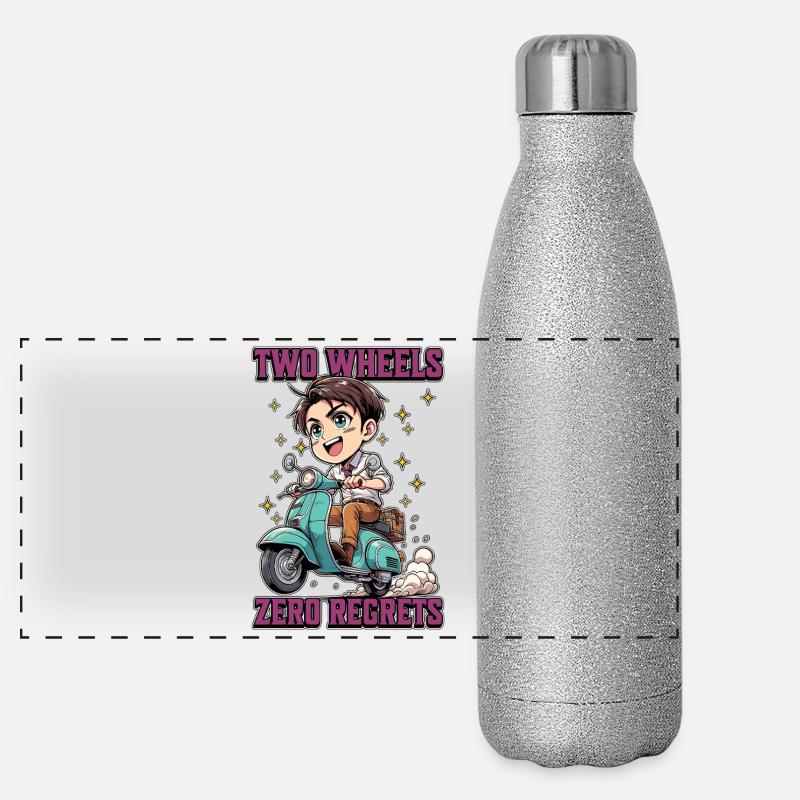 Scooter Two Wheels Zero Regrets Scooter Driver Panorama Glitzer Isolierflasche 500 ml