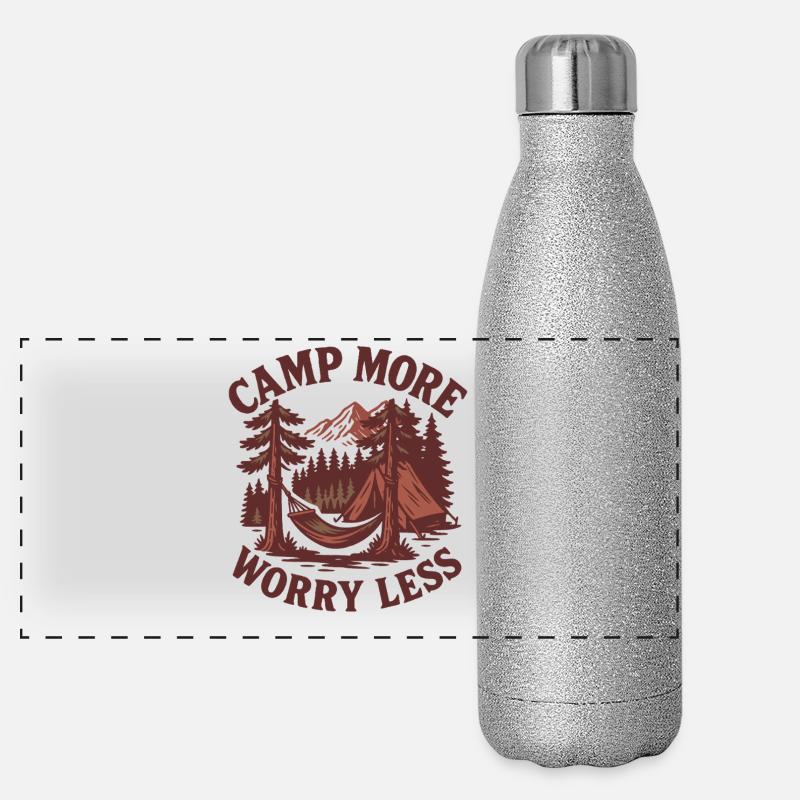 Camp More Worry Less Funny Camping Camper Panorama Glitzer Isolierflasche 500 ml