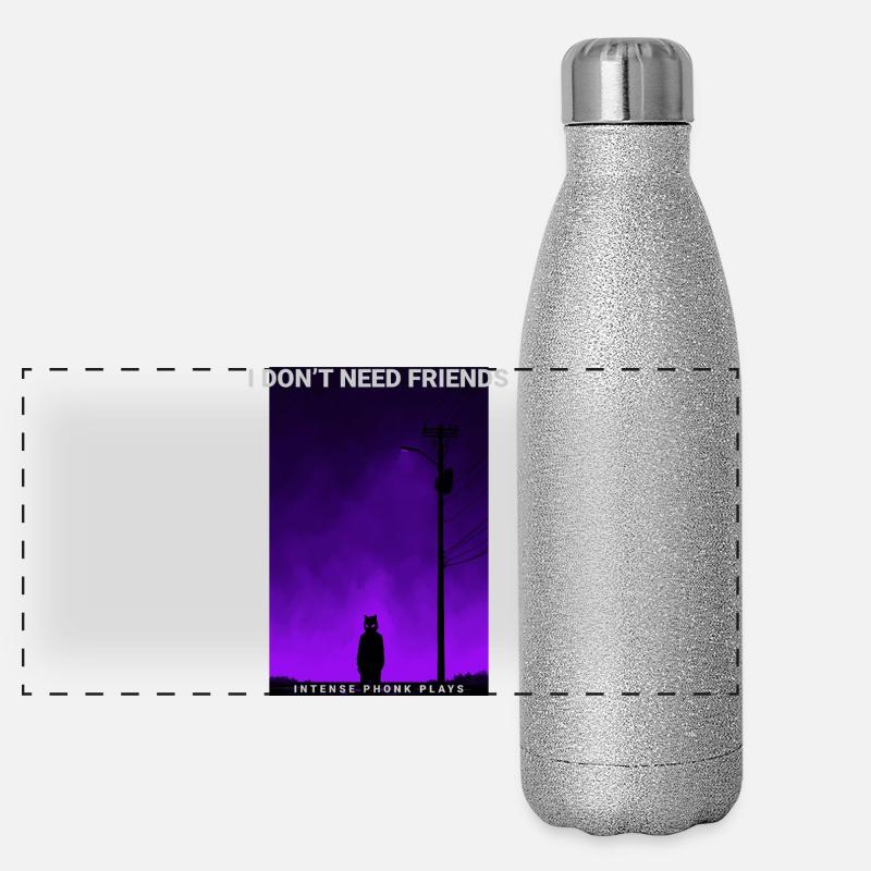 I Dont Need Friends Dark Phonk Lofi Grunge Edgy Panorama Glitzer Isolierflasche 500 ml