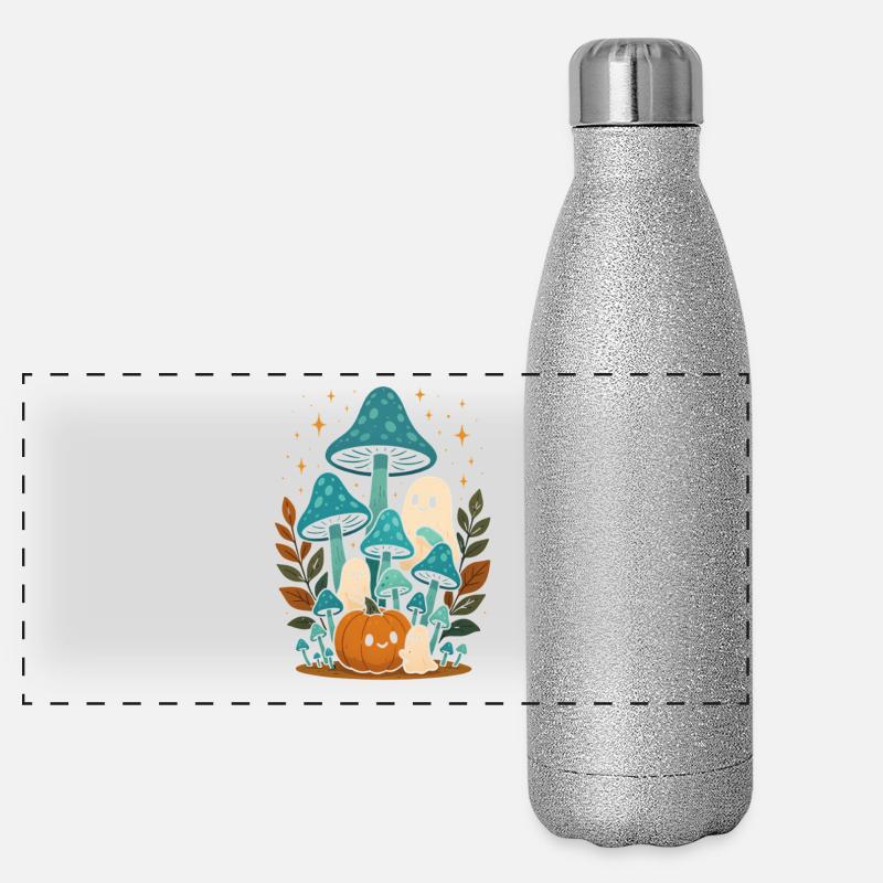 Fairytale ghosts and pumpkin scene Panoramic Glitter Thermal Bottle 500 ml