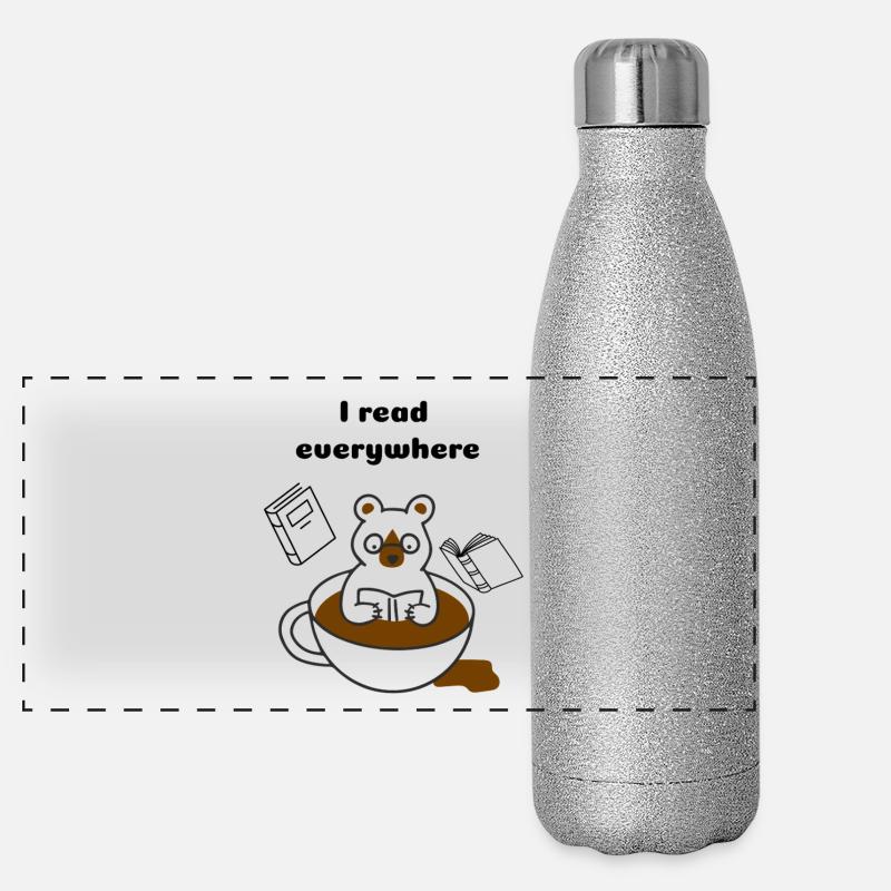Ich lese überall, Panorama Glitzer Isolierflasche 500 ml