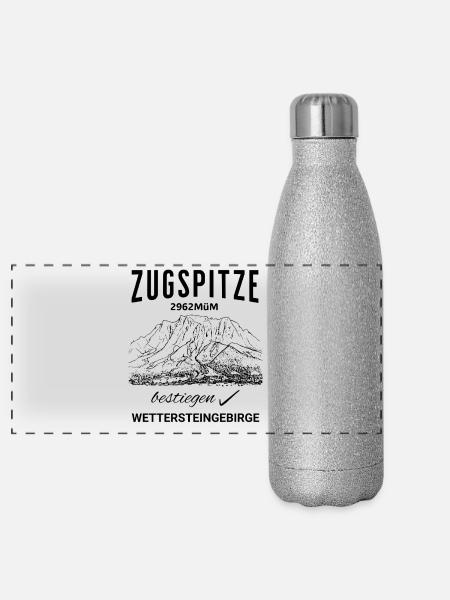 Zugspitze Wettersteingebirge - Panorama Glitzer Isolierflasche 500 ml - Silber Glitzer