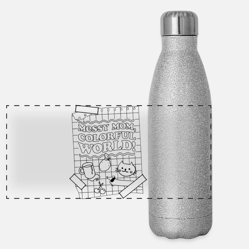 Messy Mom, Colorful World – Doodle Look Panoramic Glitter Thermal Bottle 500 ml